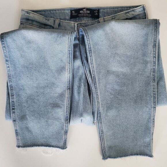 Hollister Ultra High-Rise Mom Jeans Women Size 5 Light Wash Denim Short Stretch - Picture 3 of 8